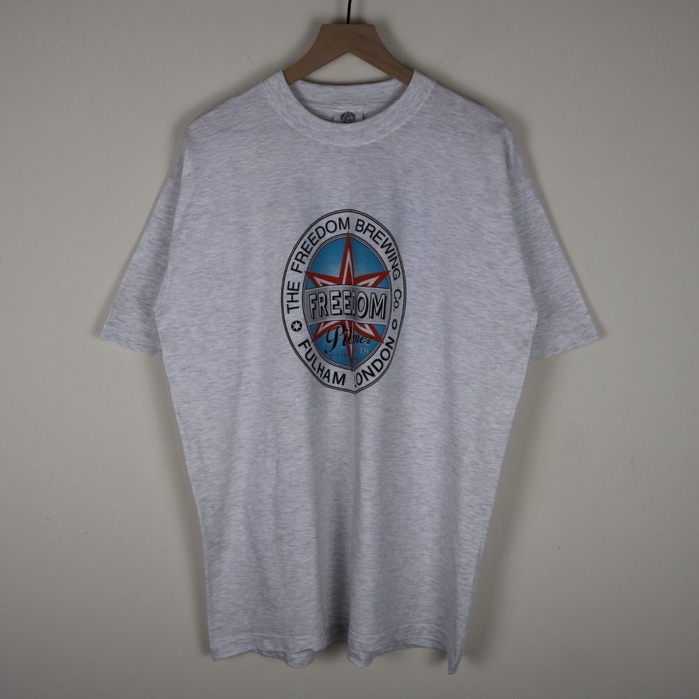 Freedom Pilsner Lager‎ Brewing Co London UK Promo Shirt Gray XL 23x30.5